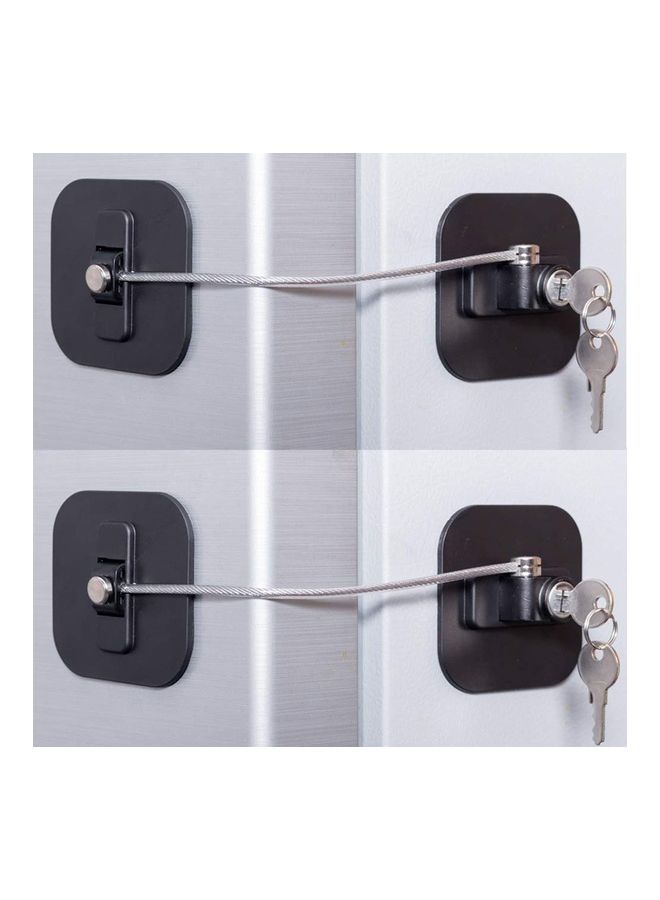 2-Piece Fridge Freezer Door Lock With 4 Keys Black