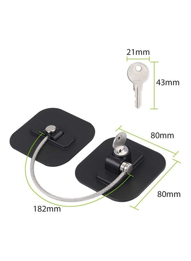 2-Piece Fridge Freezer Door Lock With 4 Keys Black