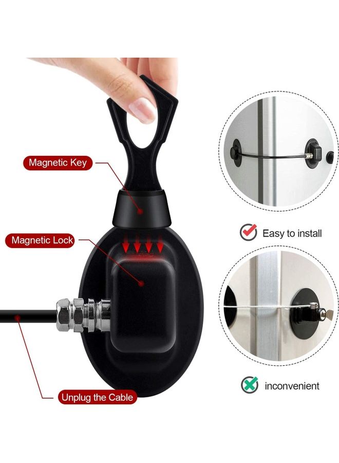 2-Piece Chilproof Fridge Freezer Door Lock Black