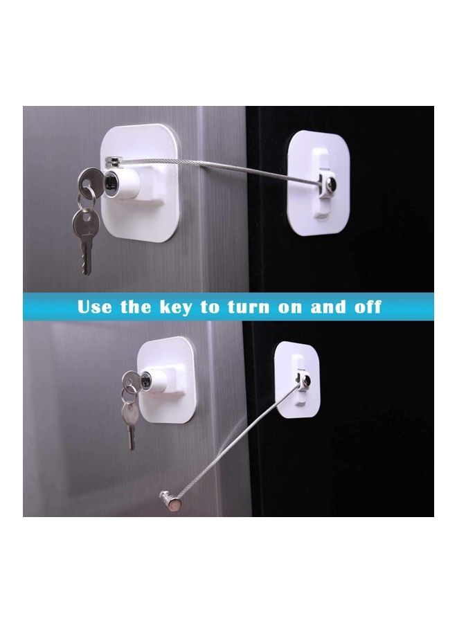 Refrigerator Baby Proof Door Lock With 2 Keys White