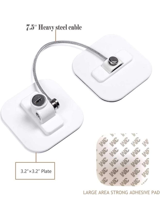Refrigerator Baby Proof Door Lock With 2 Keys White
