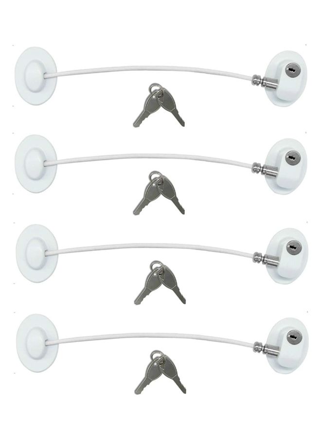 4-Piece Refrigerator Lock With 8 Keys White