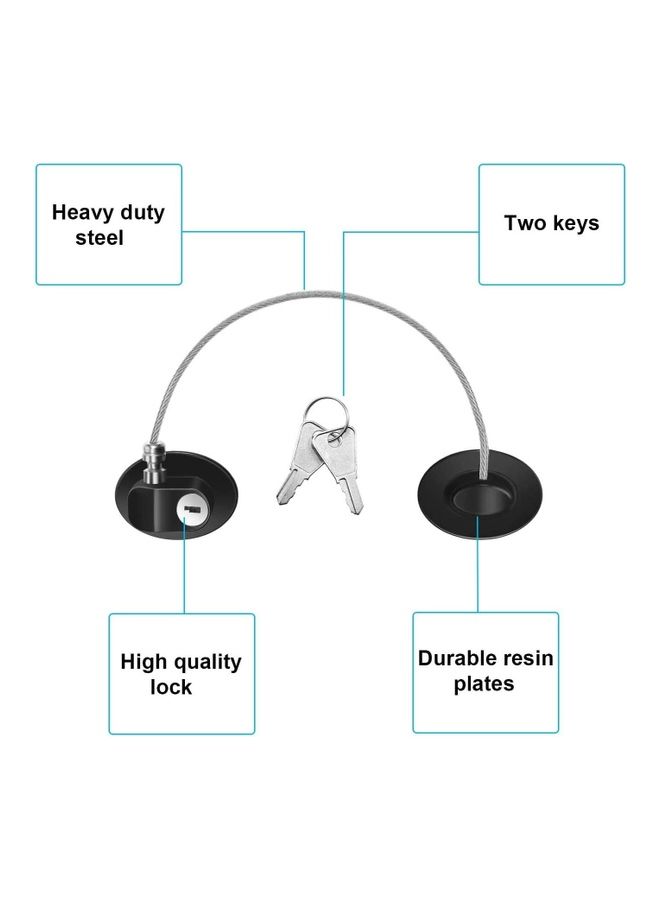 2-Piece Fridge Freezer Door Lock With 4 Keys Black