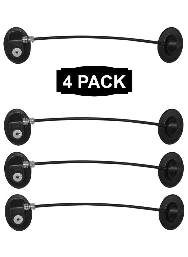 4 Pack Refrigerator Door Lock With Four keys Black