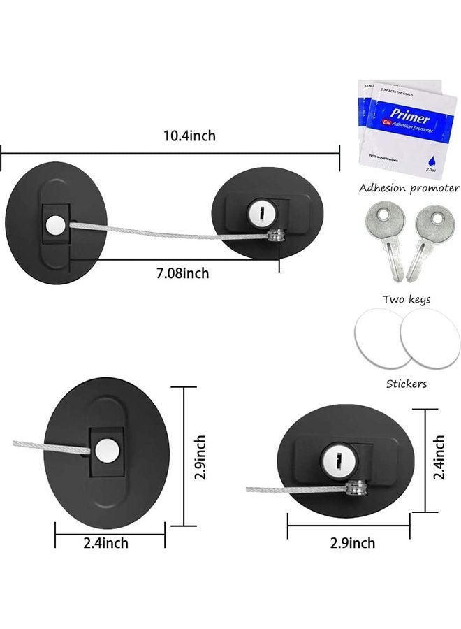 2-Piece Fridge Freezer Door Lock With 4 Keys Black