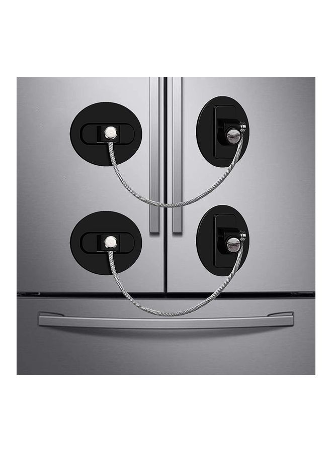 2-Piece Fridge Freezer Door Lock With 4 Keys Black