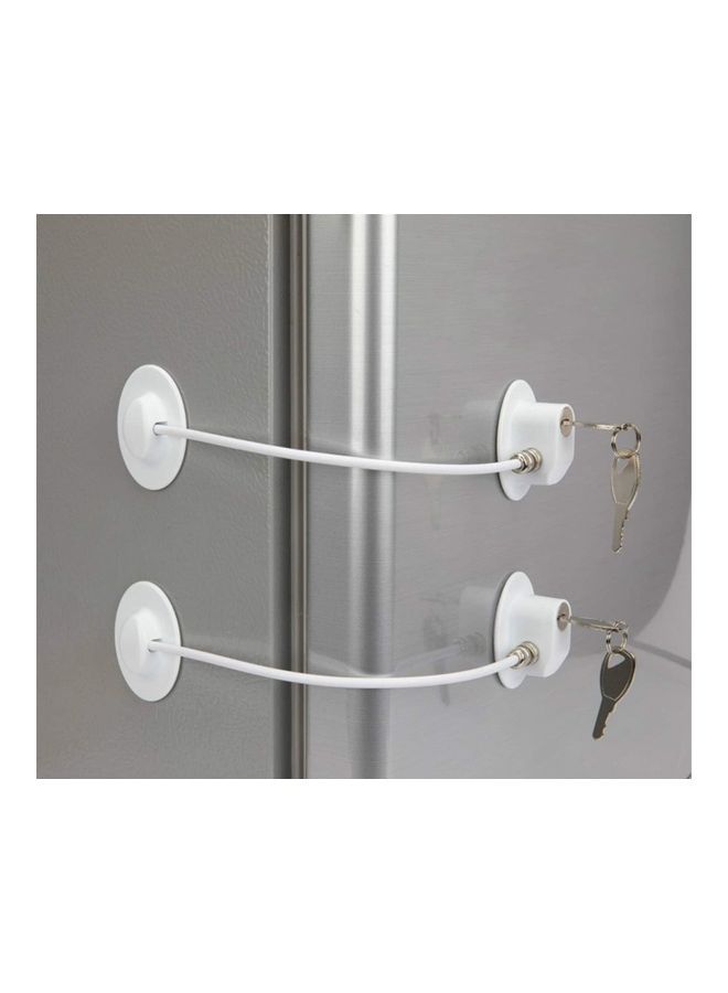 2-Piece Fridge Freezer Door Lock With 4 Keys White