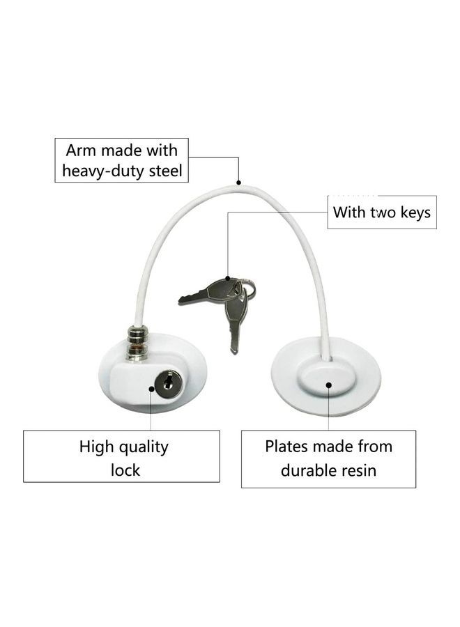 2-Piece Fridge Freezer Door Lock With 4 Keys White