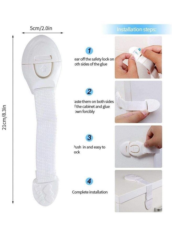 10-Piece Lengthened Bendy Safety Baby Child Lock White