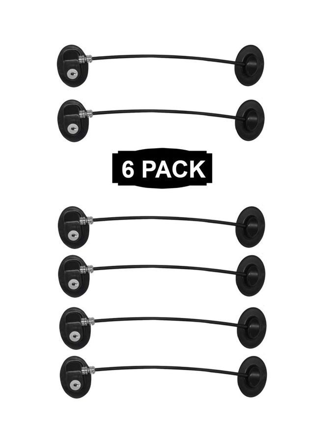 6-Piece Refrigerator Door Locks With 4 keys Black