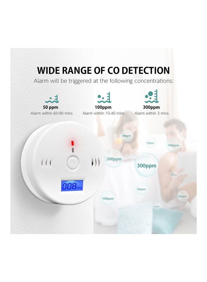 Carbon Monoxide and Alarm Sensor CO Detector White