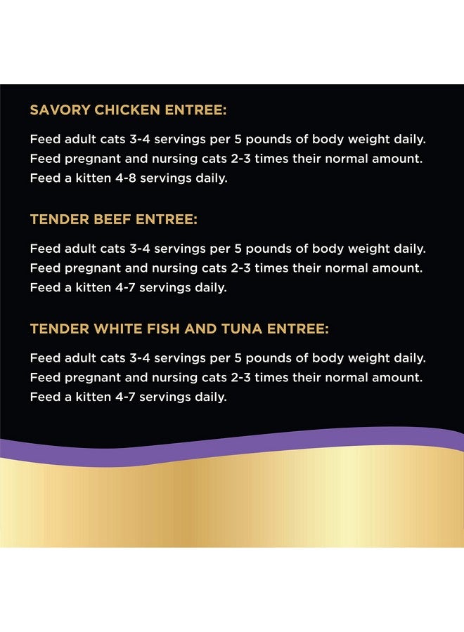 Perfect Portions Paté Wet Cat Food Trays (36 Count, 72 Servings), Savory Chicken, Tender Beef, Tender Whitefish & Tuna Entrée, Easy Peel TwinPack Trays
