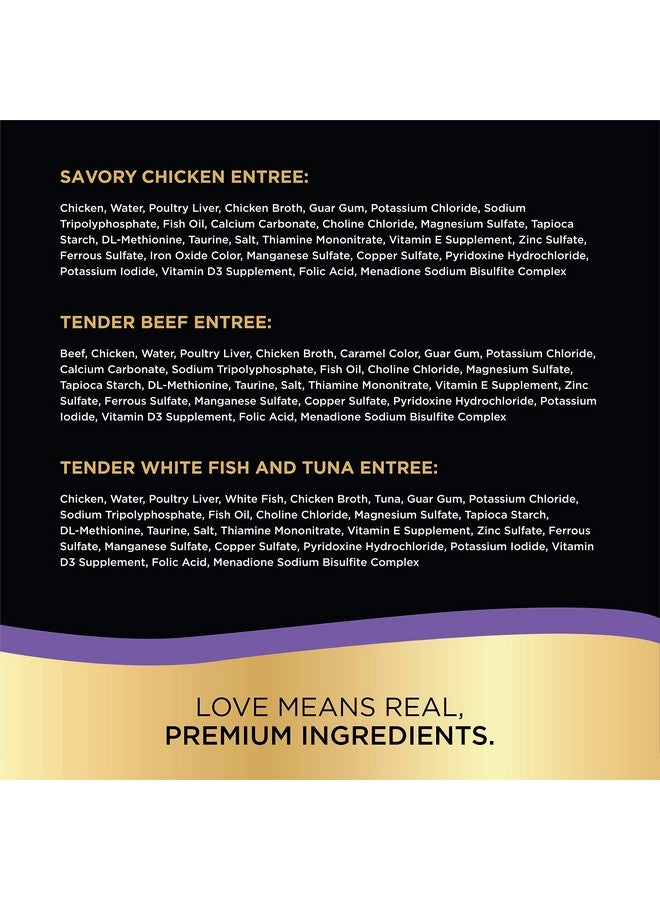 Perfect Portions Paté Wet Cat Food Trays (36 Count, 72 Servings), Savory Chicken, Tender Beef, Tender Whitefish & Tuna Entrée, Easy Peel TwinPack Trays