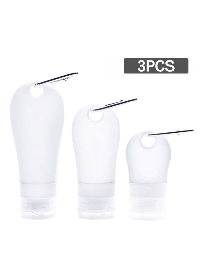 3 Piece Silicone Travel Bottles Keychain Toiletry Set White 22.00 X 10.00 15.00cm