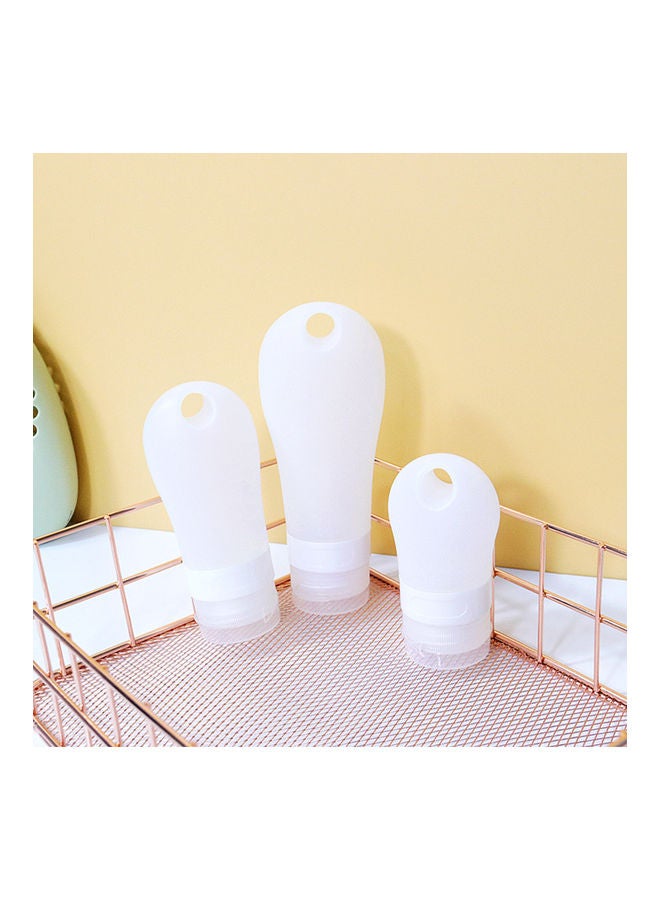 3 Piece Silicone Travel Bottles Keychain Toiletry Set White 22.00 X 10.00 15.00cm