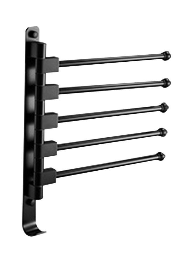 Foldable Swivel Out Towel Racks with 5 Hooks Black 37 x 3 33cm