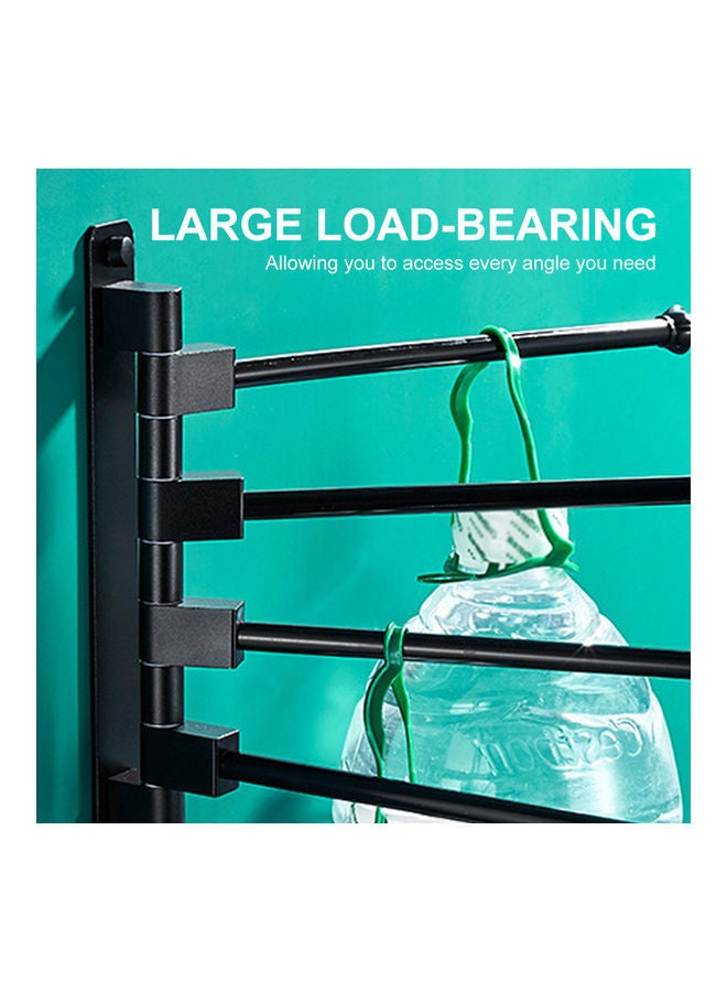 Foldable Swivel Out Towel Racks with 5 Hooks Black 37 x 3 33cm