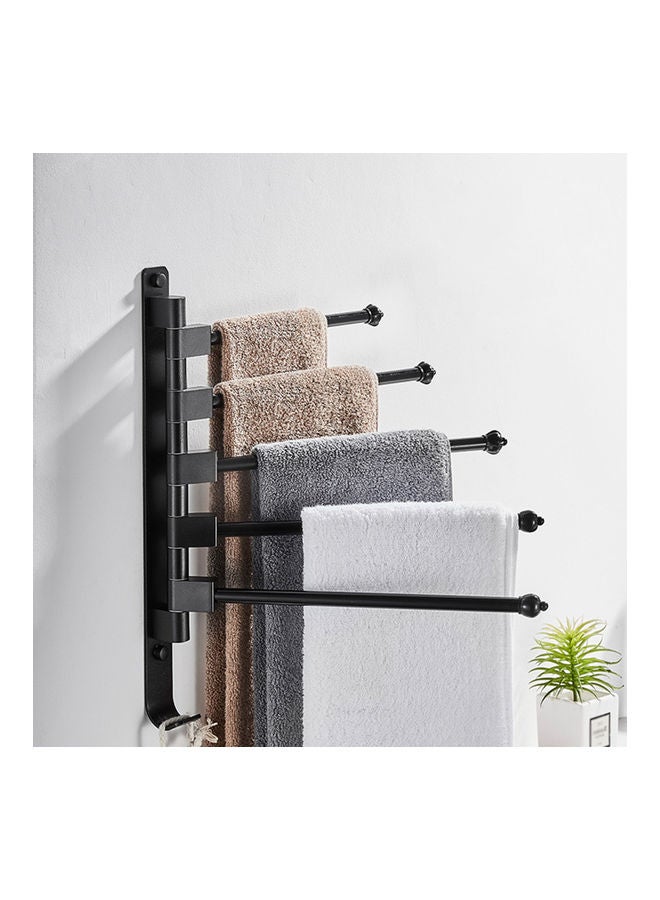 Foldable Swivel Out Towel Racks with 5 Hooks Black 37 x 3 33cm