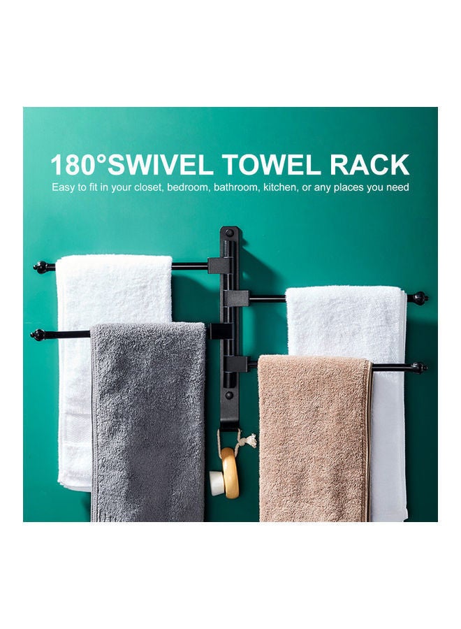 Foldable Swivel Out Towel Racks with 5 Hooks Black 37 x 3 33cm