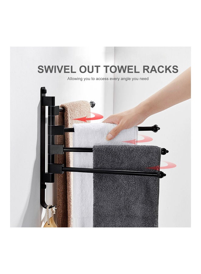 Foldable Swivel Out Towel Racks with 3 Hooks Black 33 x 26cm
