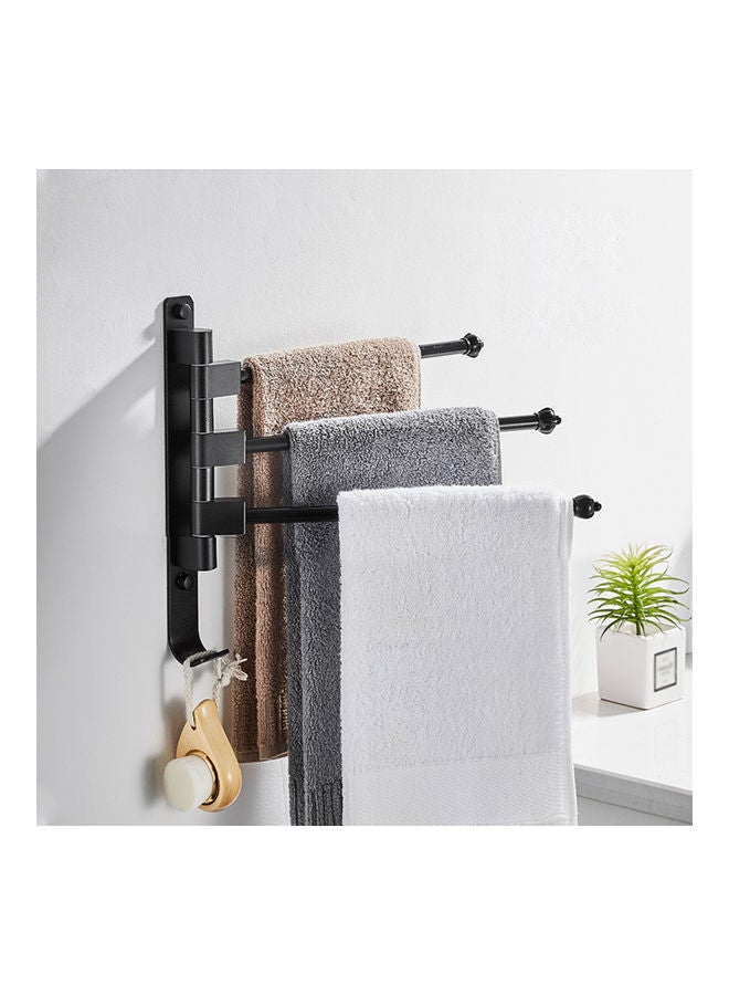 Foldable Swivel Out Towel Racks with 3 Hooks Black 33 x 26cm