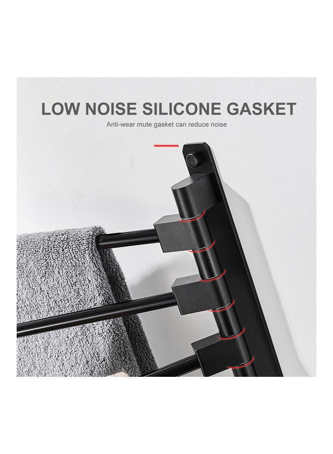 Foldable Swivel Out Towel Racks with 3 Hooks Black 33 x 26cm
