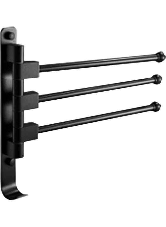 Foldable Swivel Out Towel Racks with 3 Hooks Black 33 x 26cm