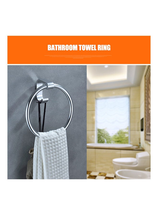 Wall Mounted Ring Shape Towel Holder Silver