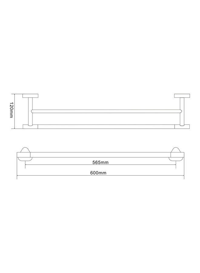 Double Towel Bar Silver 60x12cm