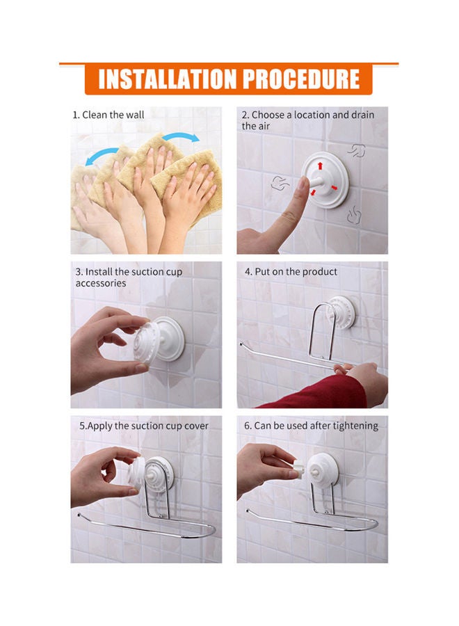 Paper Towel Holder Tissue Dispenser Non Drilling Suction Cup Bar Bath Clothes Hanger Wall Mount Rack for Bathroom Kitchen White 25.7x11.5x9.0cm