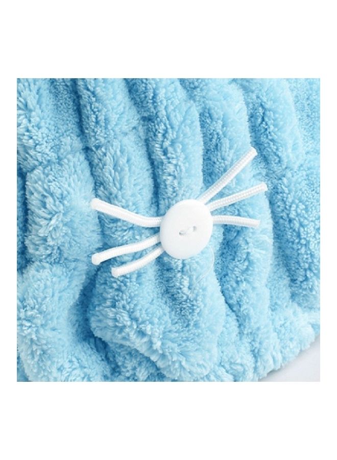 Coral Fleece Soft Absorbent Cat Ear Dry Hair Shower Cap Blue 25 x 3 30cm