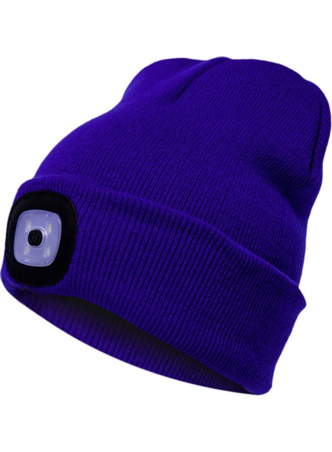 Unisex Outdoor Cycling Hiking LED Light Knitted Hat Winter Elastic Beanie Cap Black 20*10*20cm