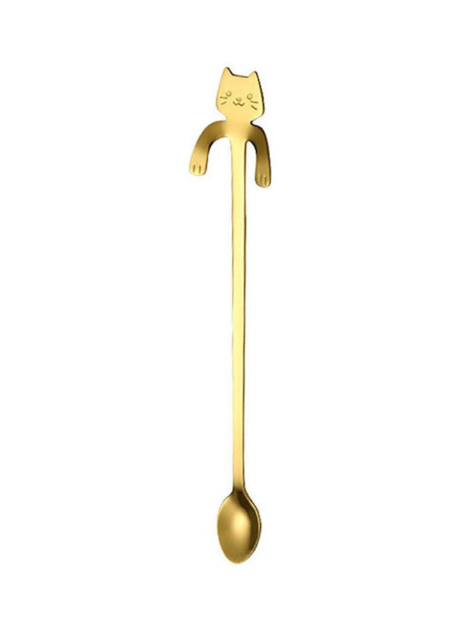 Cartoon Cat Handle Coffee Tea Hanging Spoon Gold