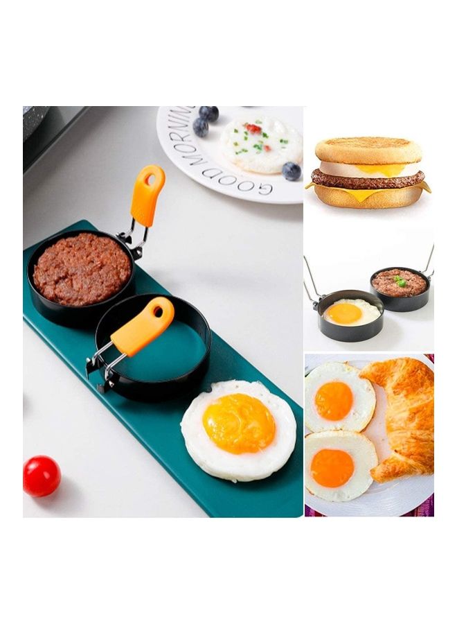 4-Piece Non Stick Egg Rings Maker Molds Black 7.5X1.8cm