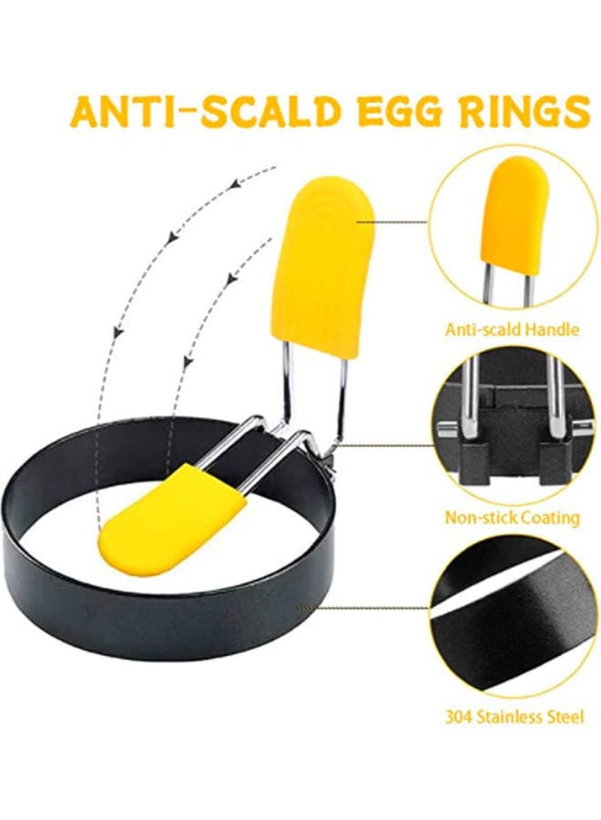 4-Piece Non Stick Egg Rings Maker Molds Black 7.5X1.8cm