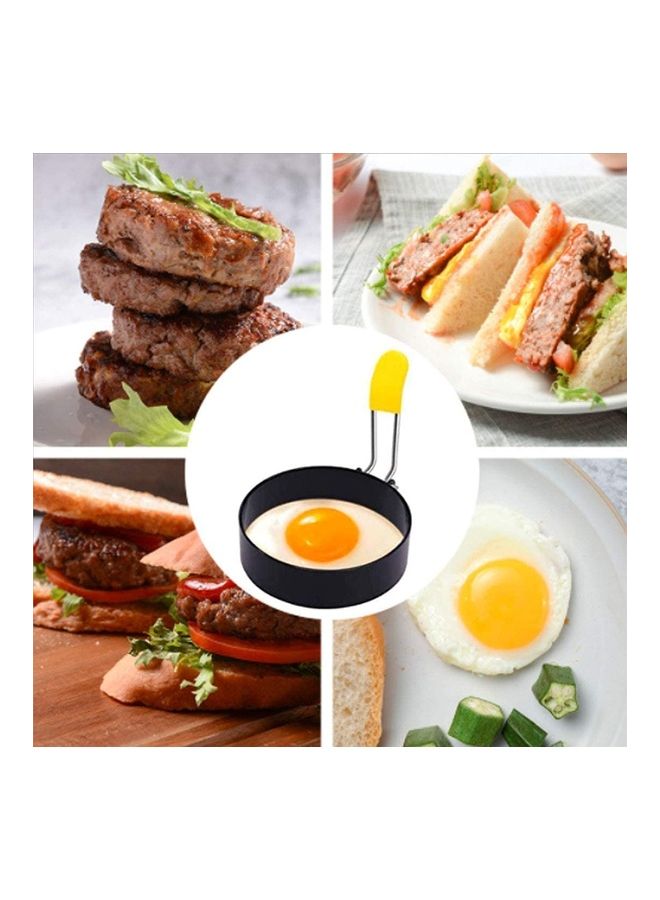 4-Piece Non Stick Egg Rings Maker Molds Black 7.5X1.8cm
