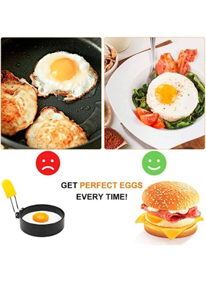 4-Piece Non Stick Egg Rings Maker Molds Black 7.5X1.8cm