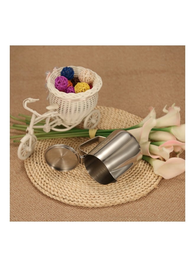 Stainless Steel Milk Container With Lid Silver 12cm