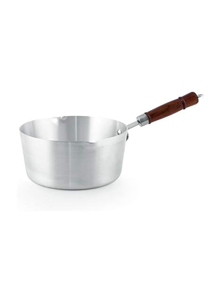 7inch Alum.Milk Pan With Wooden Handle, Silver