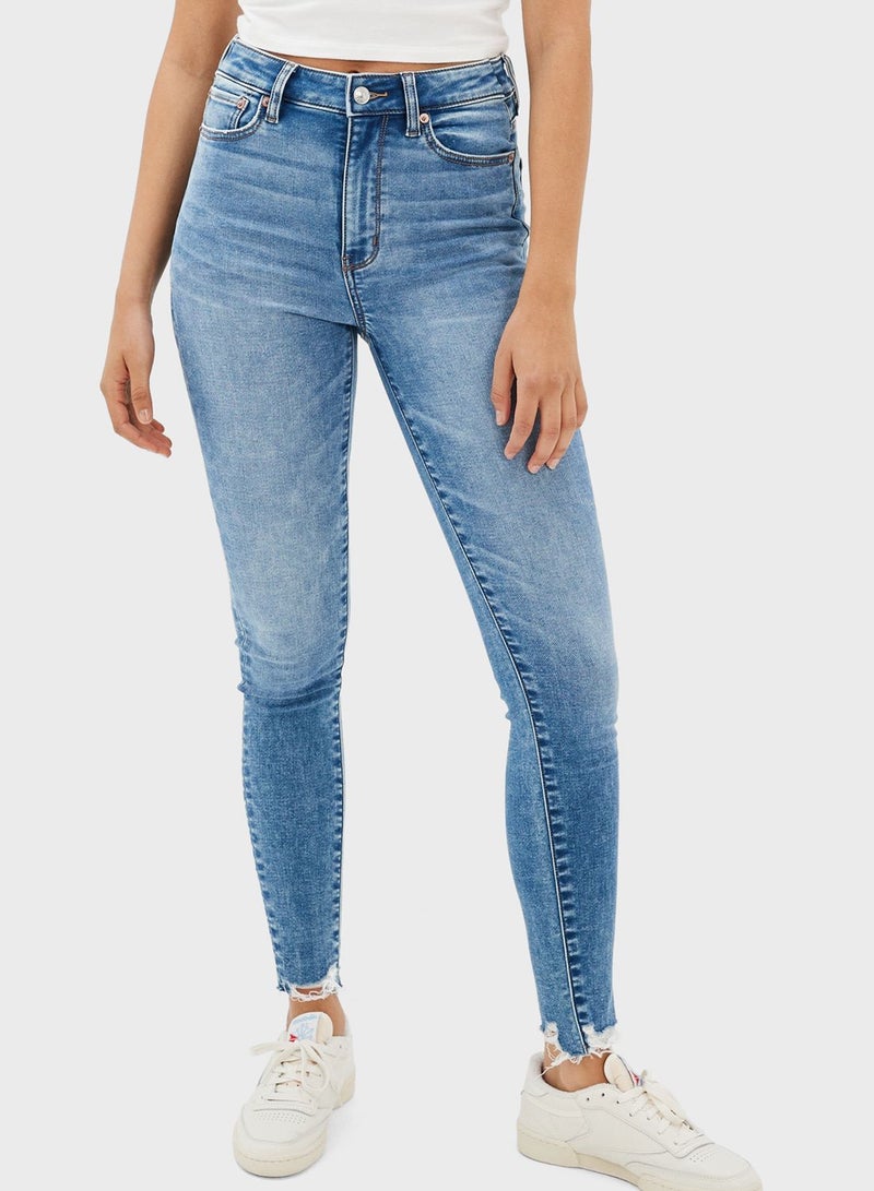 Ripped Hem Jeggings