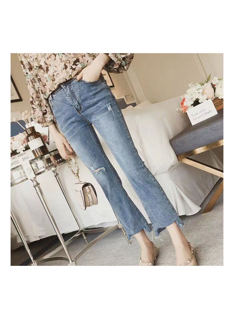 1-Piece Ladies and Girls Jeans,Trendy Loose Fitting Womens Denim Pants,Casual and Versatile Girls Jeans Suitable for All Types of Body,Colour Light Blue,Size M