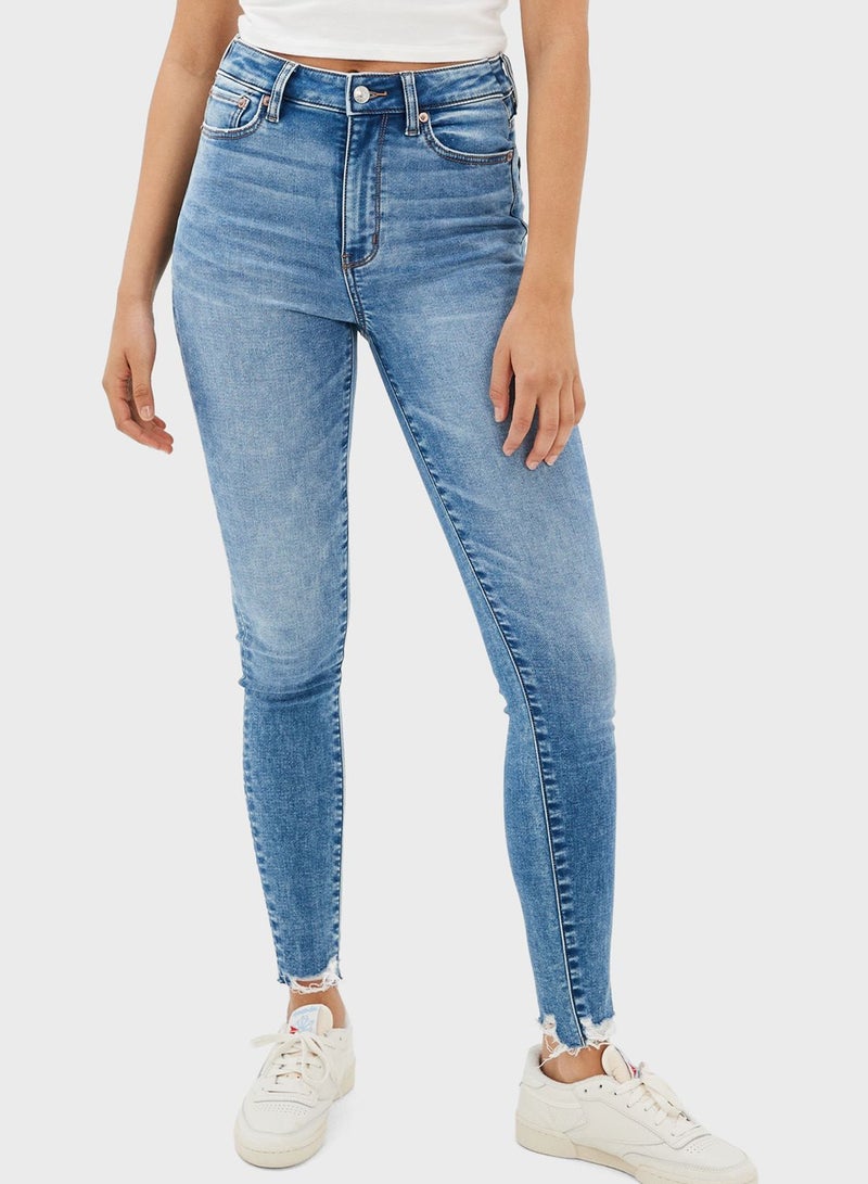 Ripped Hem Jeggings