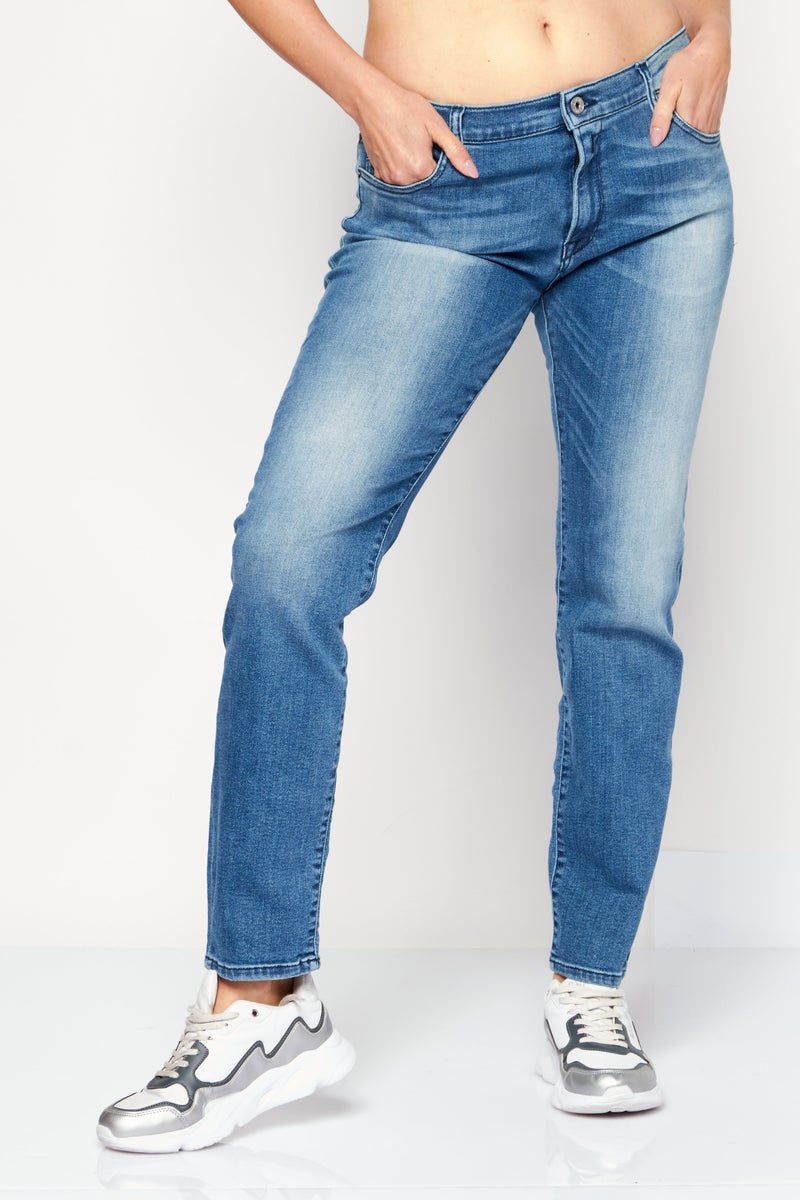 Women Slim Fit Stretchable Washed Denim Jeans, Blue