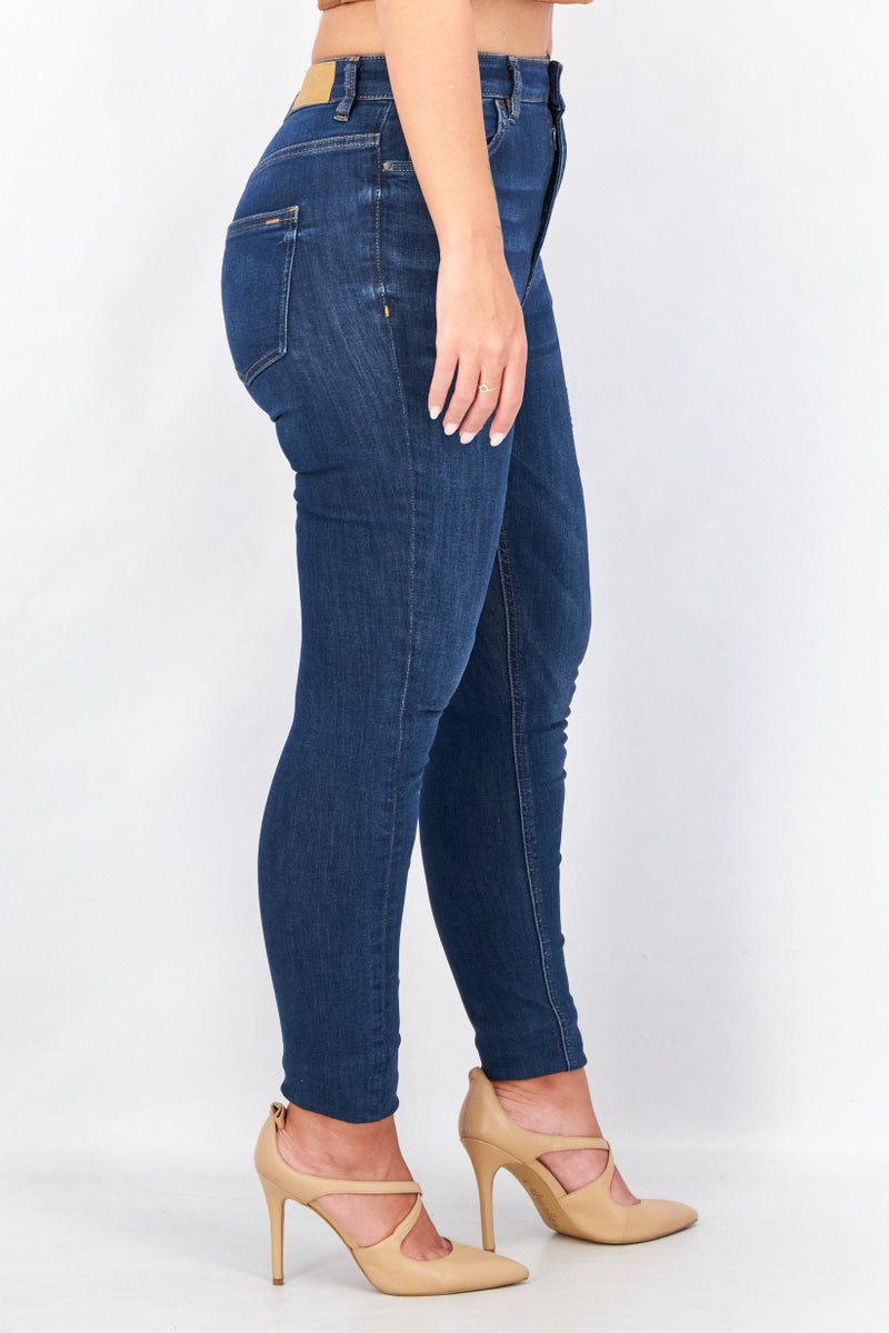 Women Skinny Fit Dark Super High Rise Jeans, Blue