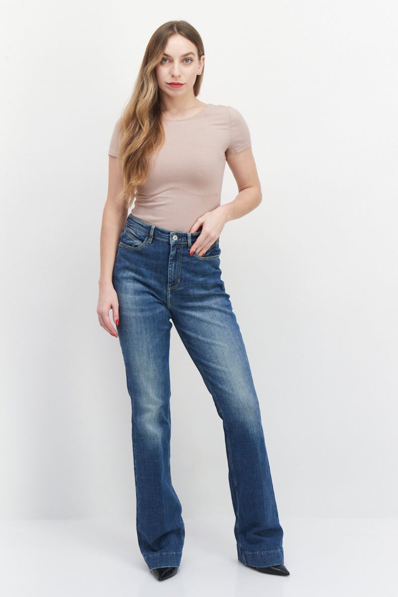 Women Skinny Fit Stretchable Denim Jeans, Mid Wash