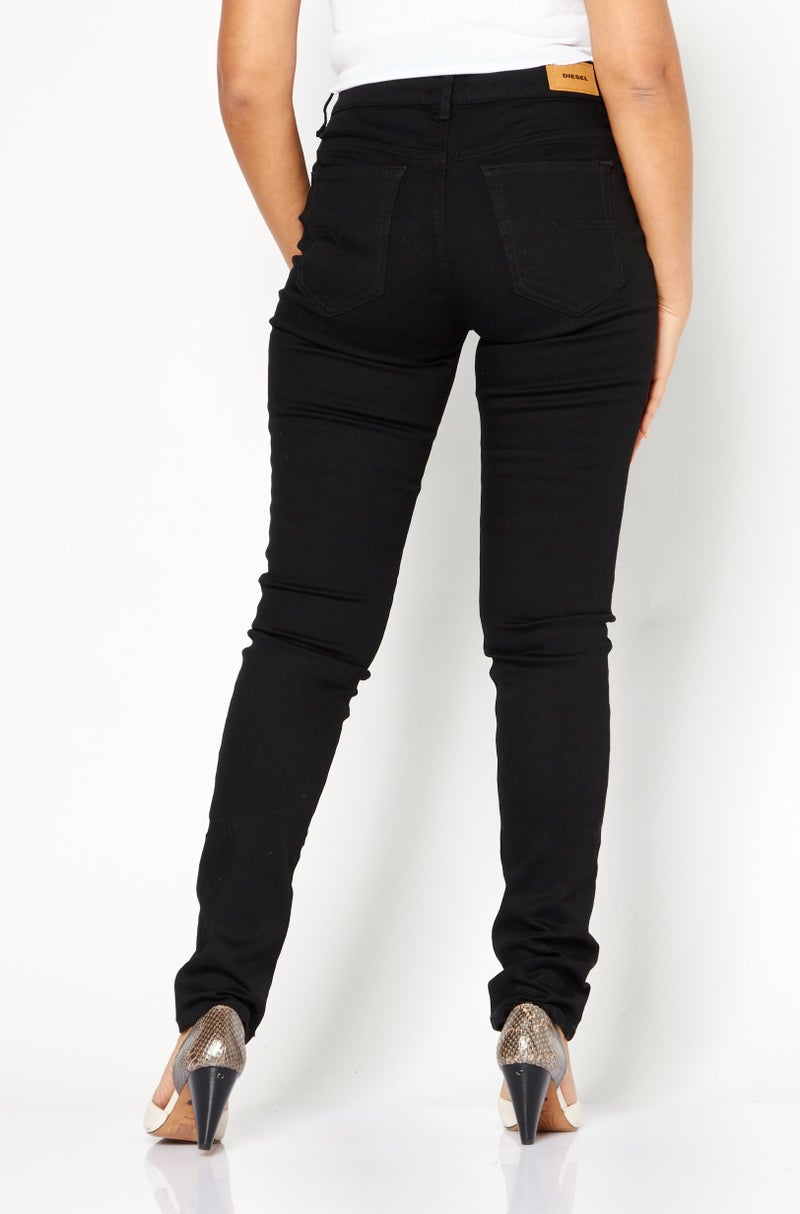 Women D-Roisin Skinny Fit Plain Stretchable Denim Jeans, Black