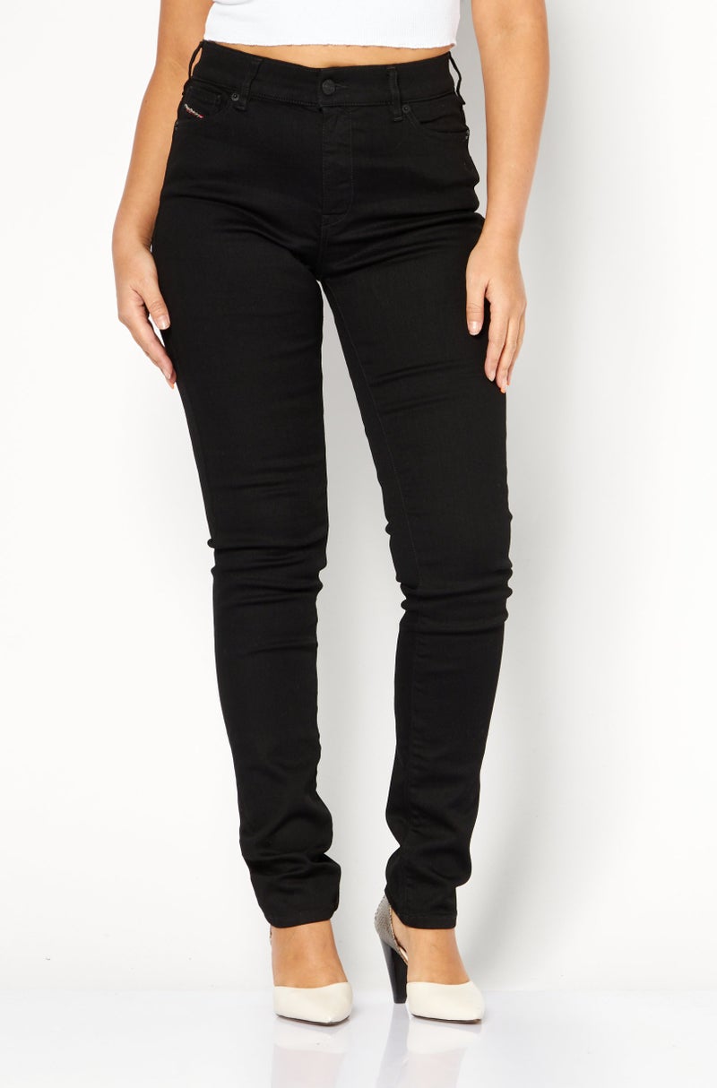 Women D-Roisin Skinny Fit Plain Stretchable Denim Jeans, Black