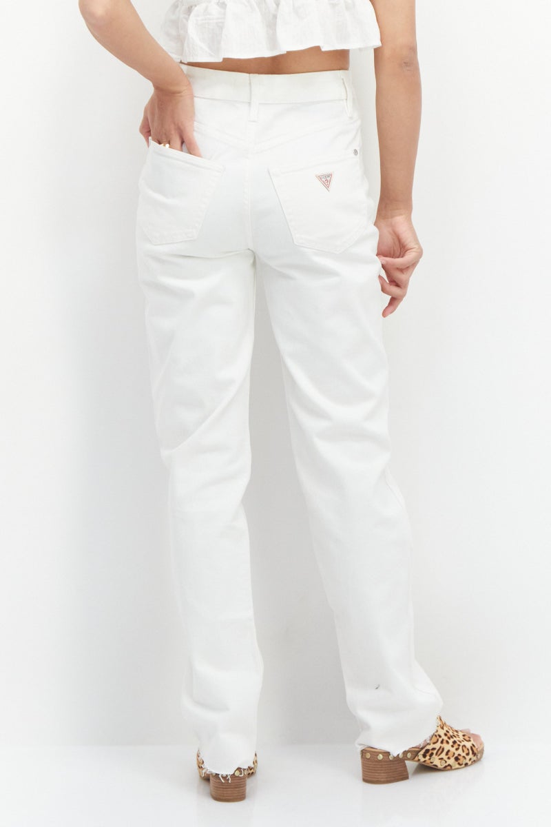 Women Regular Fit Stretchable Denim Plain Jeans, White