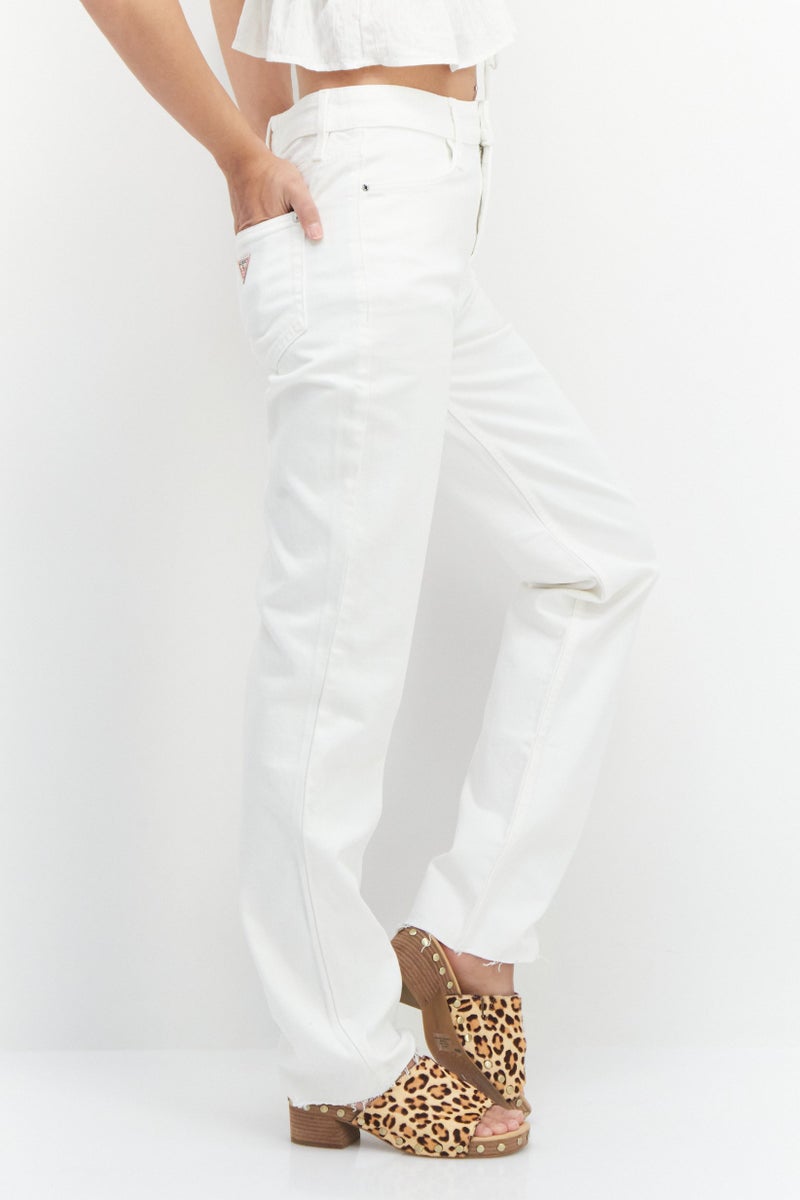 Women Regular Fit Stretchable Denim Plain Jeans, White