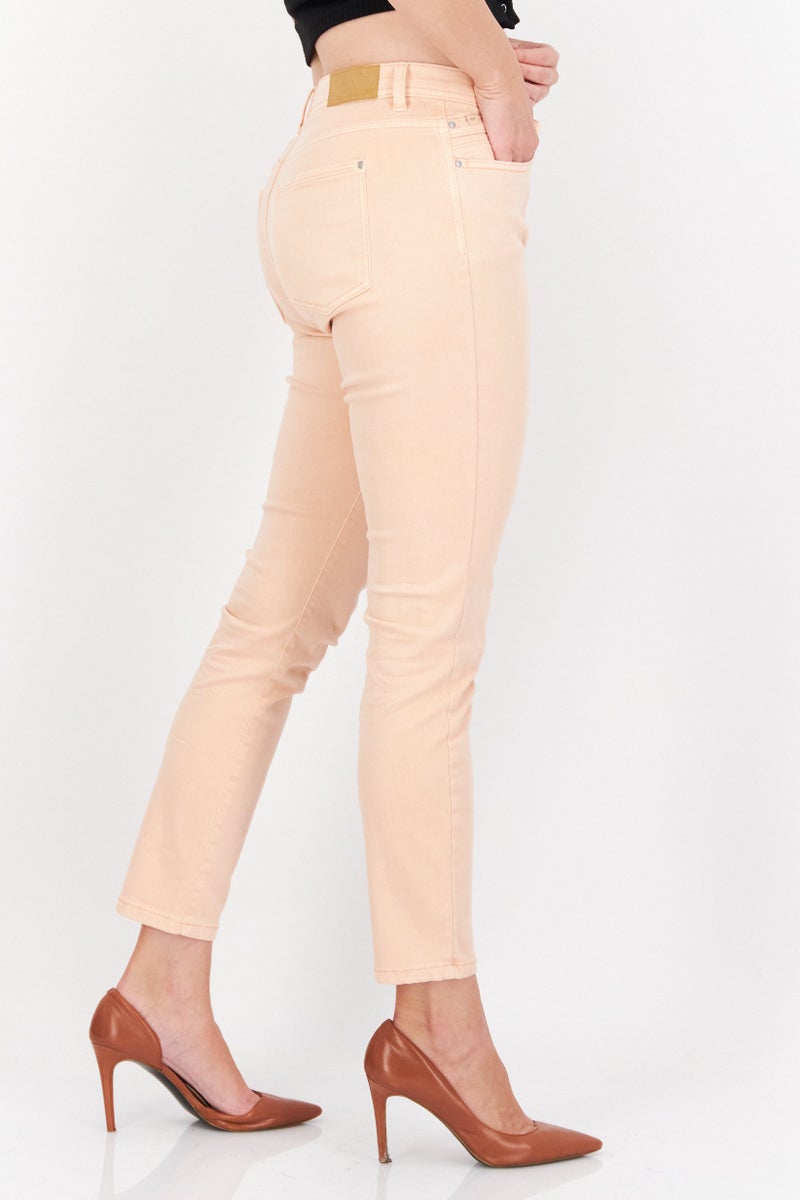 Women Skinny Fit Washed Stretchable Jeans, Pink